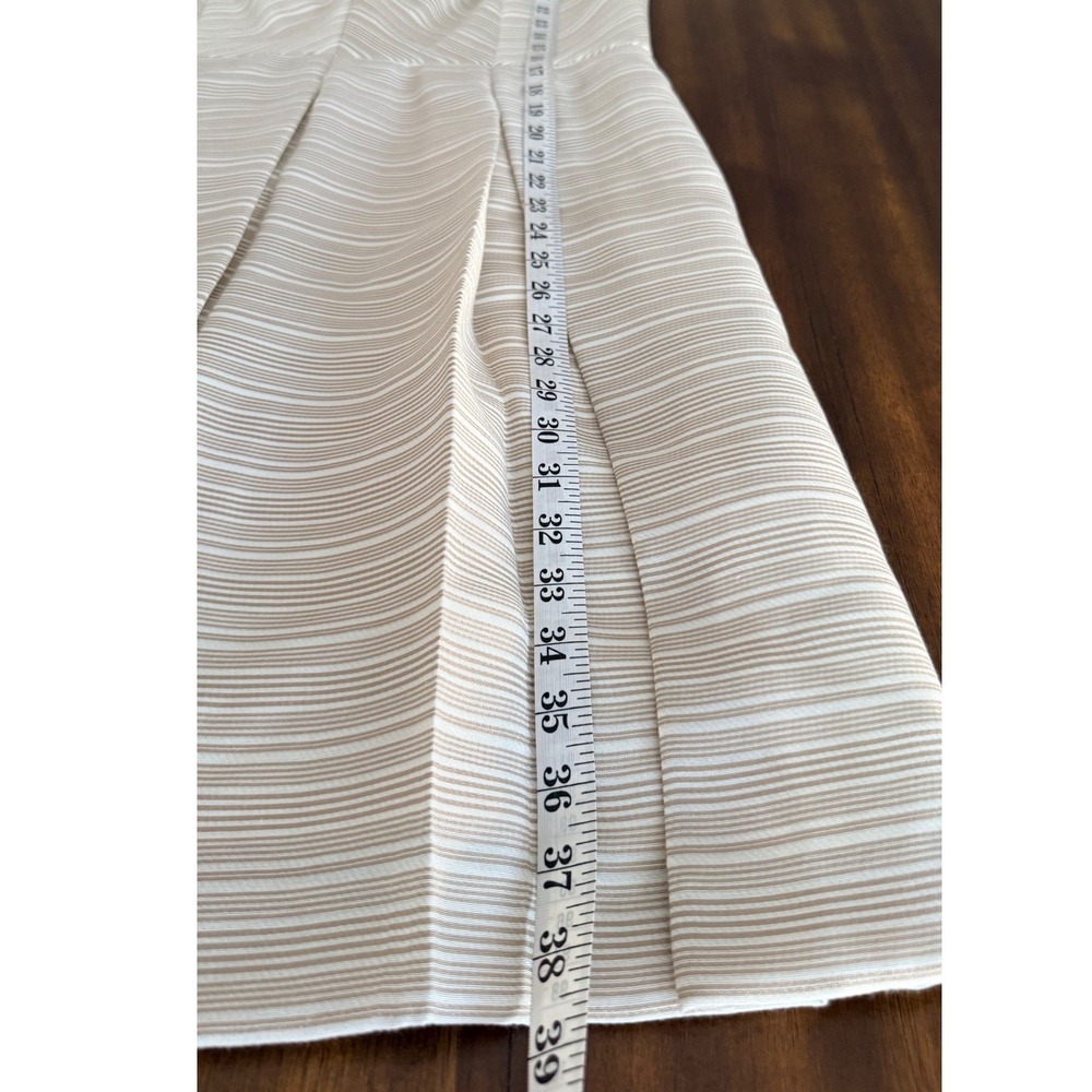 Alex‎ Marie Beige White Striped V-Neck Pleated Sheath Dress Womens Size 12 - Picture 11 of 11